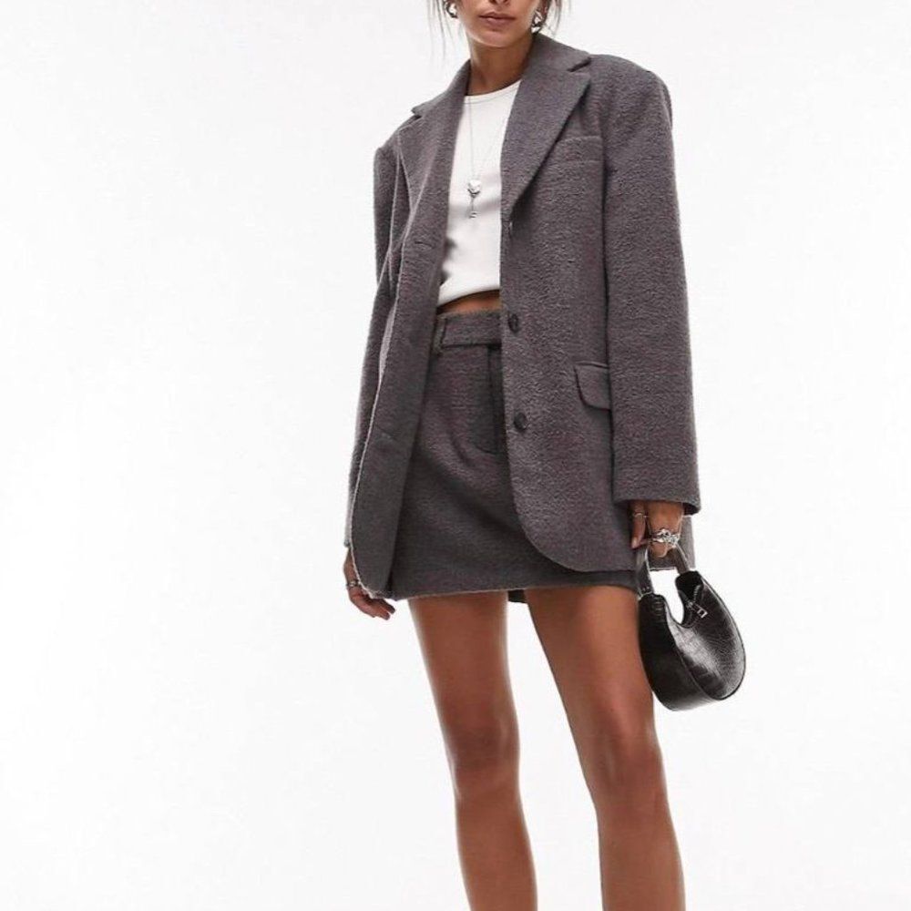 Grey Topshop Warm Oversized Brushed Blazer Coat 🖤 NWOT
